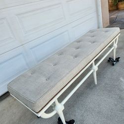 Vintage White Tuffed Bench!