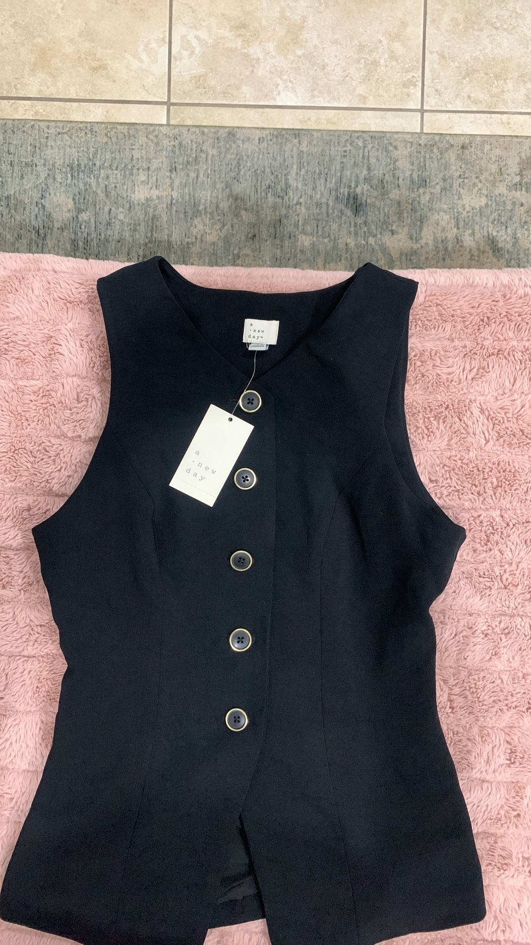 New A New Day Black Vest Blouse