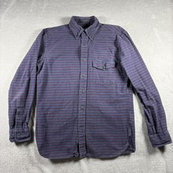 Brooks Brothers Men’s S Red Fleece Blue Striped Button Down Soft Cotton #2796