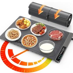 Food Warming Mat with 3-Zone Heating Mode, Redagod Electric Warming Tray with 9 Temperature & 8 Timer Settings,