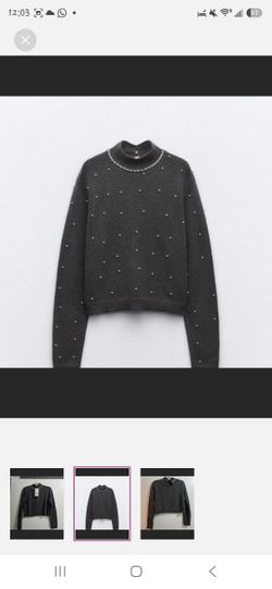 Zara Grey Pearl Sweater