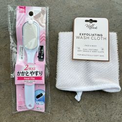 “heel file” and “exfoliating wash cloth” 