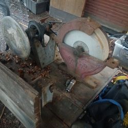 Antique Knife Grinder With Glass Wheel