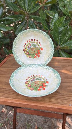 Vintage Spaghetti Ceramic Pasta Bowls Set of 2