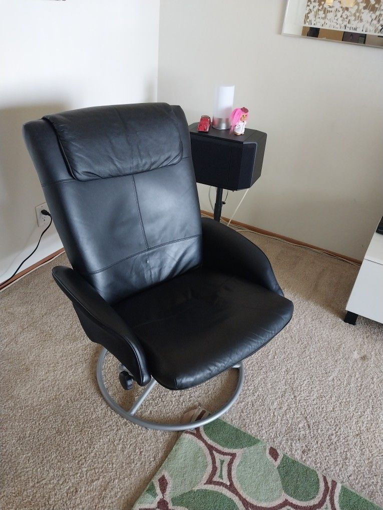 Vintage IKEA Malung black leather chair, 1999 IKEA, no ottoman