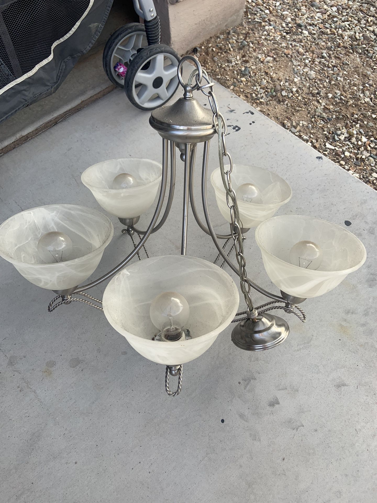 Stainless Steel/Frosted glass Chandelier