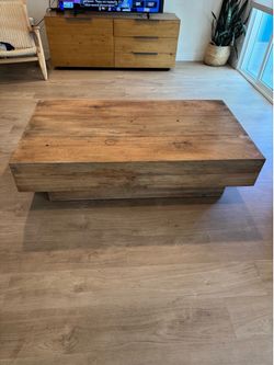 Wood Block Coffee Table – Modern Rustic
