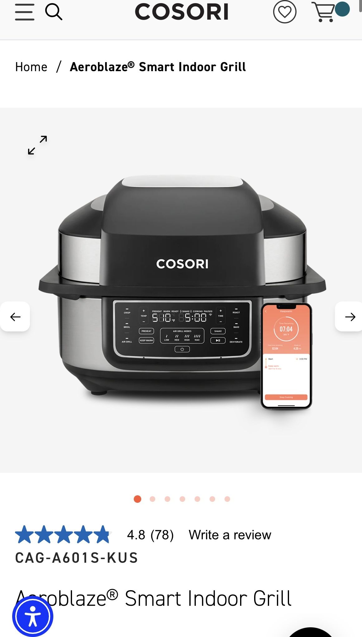 COSORI NEW Unopened box CAG-A601S-KUS Aeroblaze® Smart Indoor Grill