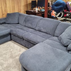 Blue Sectional, Recliners with Charging Port