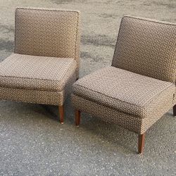 Vintage upholstered slipper chairs
