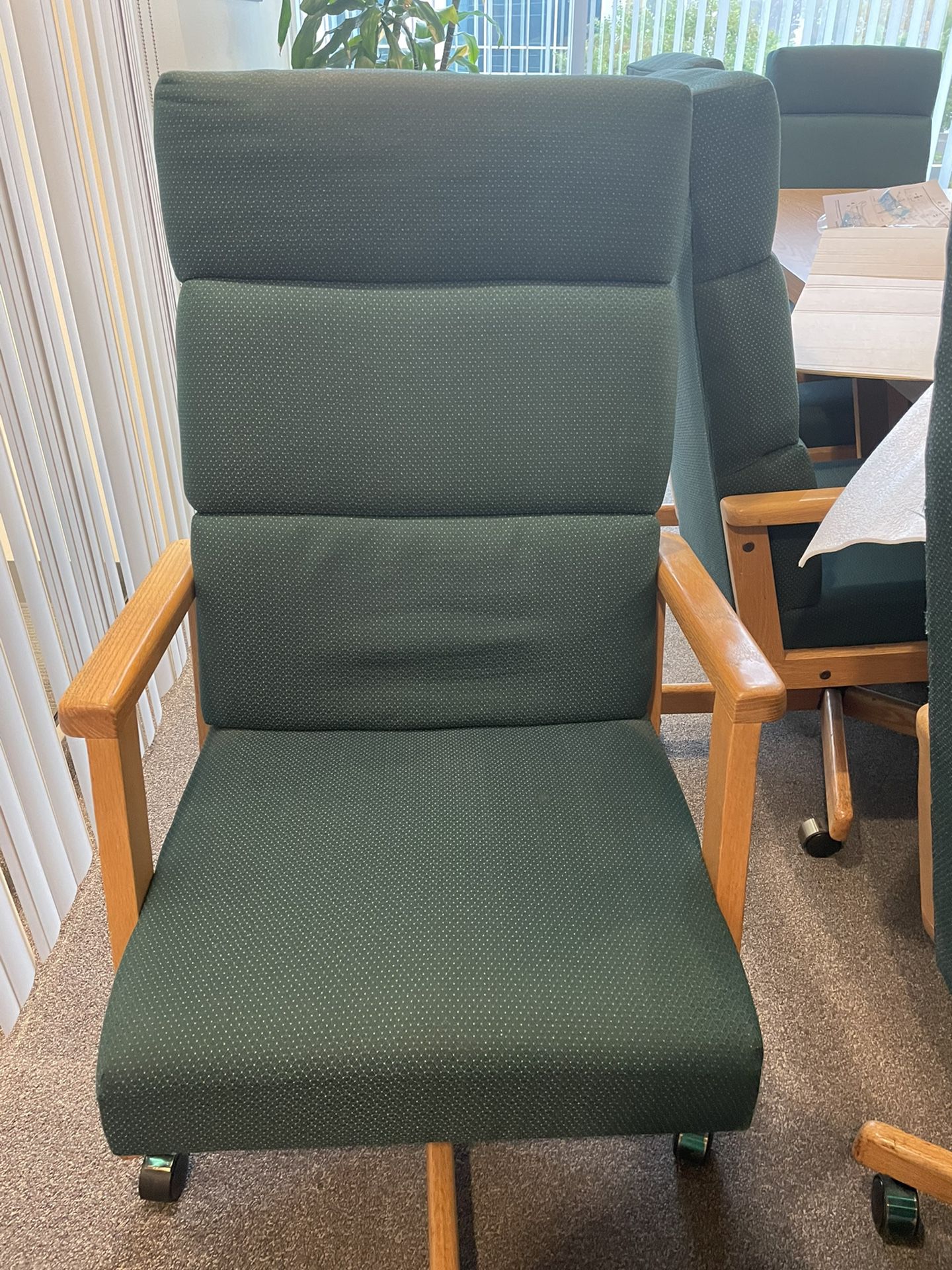 8 High back Conference room Chairs -Green/Brown