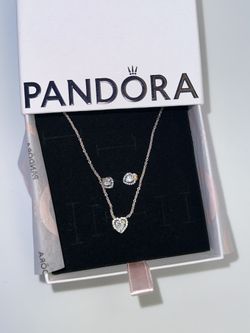 Pandora Elevated Heart Necklace And Earrings