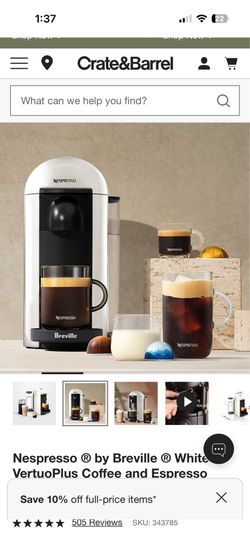 White Nespresso VertuoPlus Coffee Espresso Machine