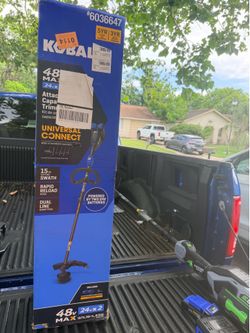 Kobalt 48V MAX (24Vx2) 15-in Attachment Capable Battery String Trimmer Kit, © 3.0Ah Batteries and charger