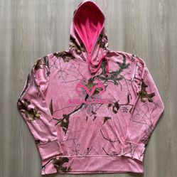 RealTree Camo Hot Pink Logo Spellout Pullover Hoodie  Womens Large