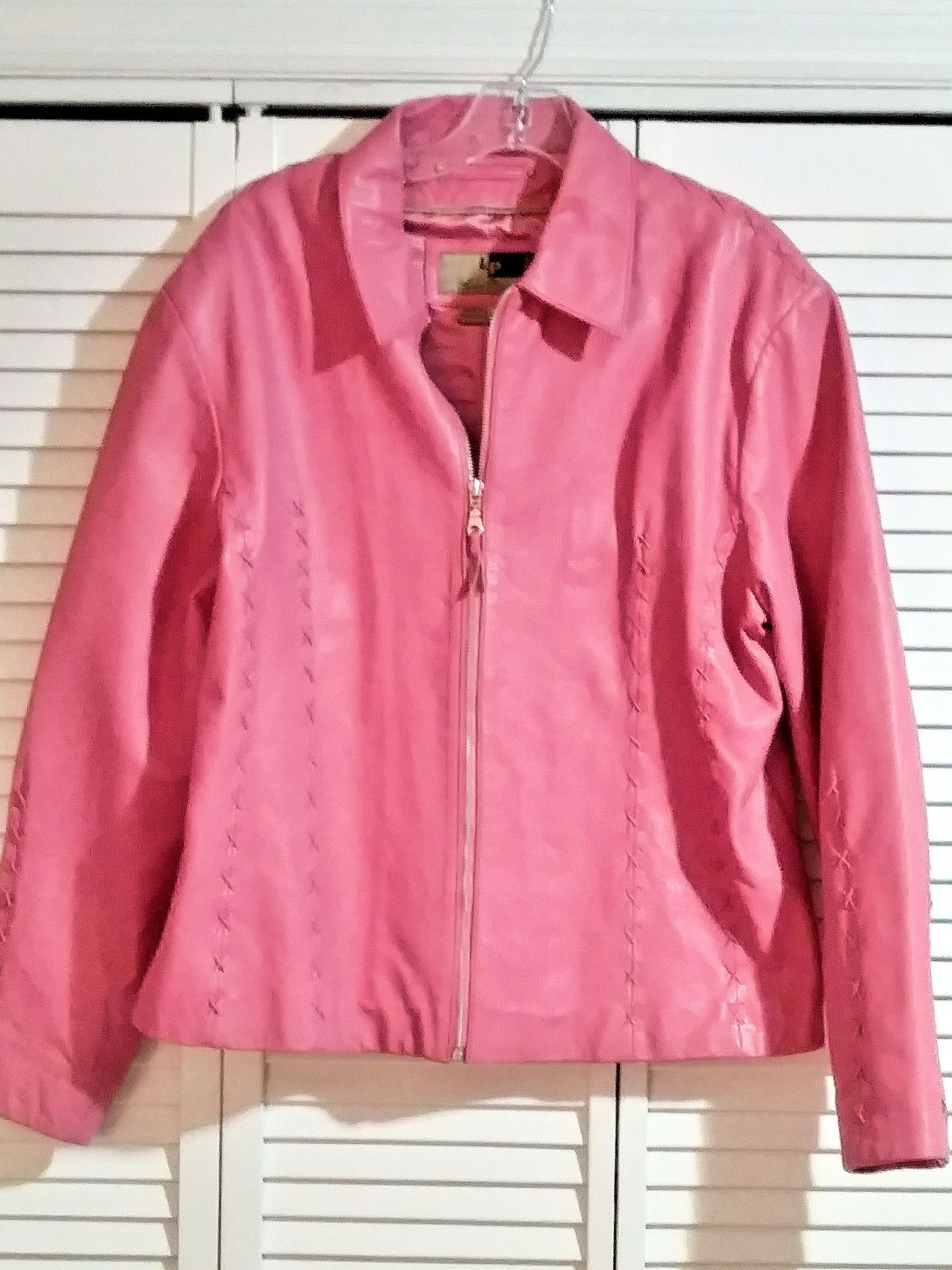 Pink and Green Leather and suede jackets Sz Large