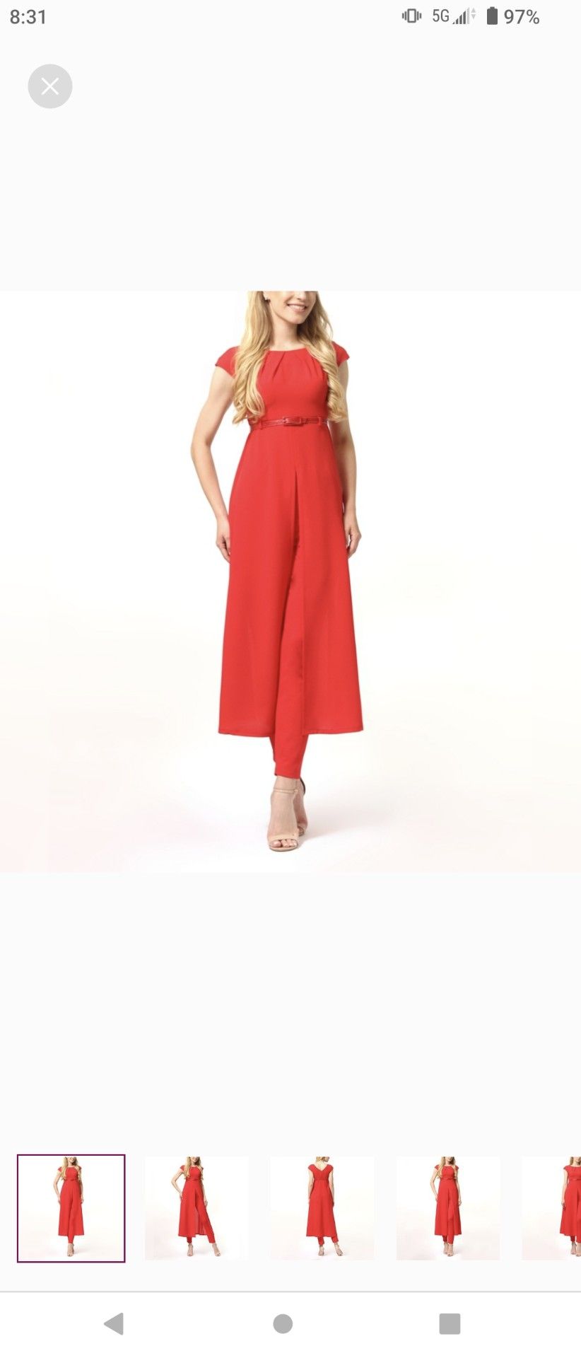 Lada Lucci Red Belted Slit-Hem Tunic & Straight-Leg Pants - NO BELT Size S Retail $192 MADE IN UKRAINE