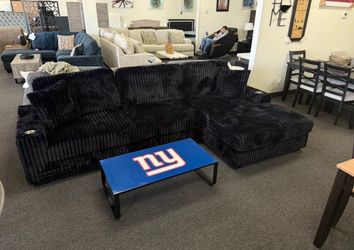 Black Corduroy Sectional Sofa with Chaise
