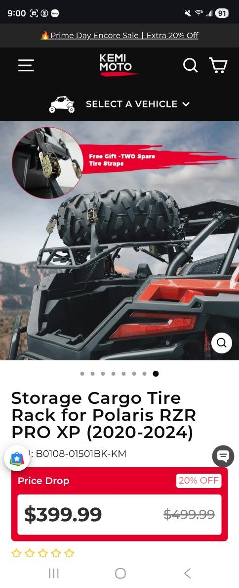 Kemimoto Polaris Rzr Xp Pro Tire Rack