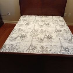 Sleigh Bed + Matching Dresser & Mirror Set - Beautiful Wood Finish