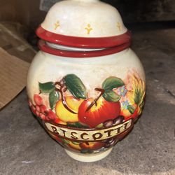 Vtg Biscotti Ceramic Cookie Jar 