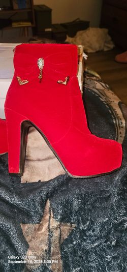 Red high heel boots