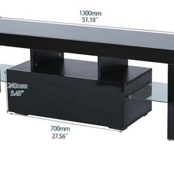 🥨Modern TV Stand for 60 inch TVs, Black TV Stand with 20 Color LED Lights, High Gloss Entertainment Center with Storage Drawer, Media Console Table C