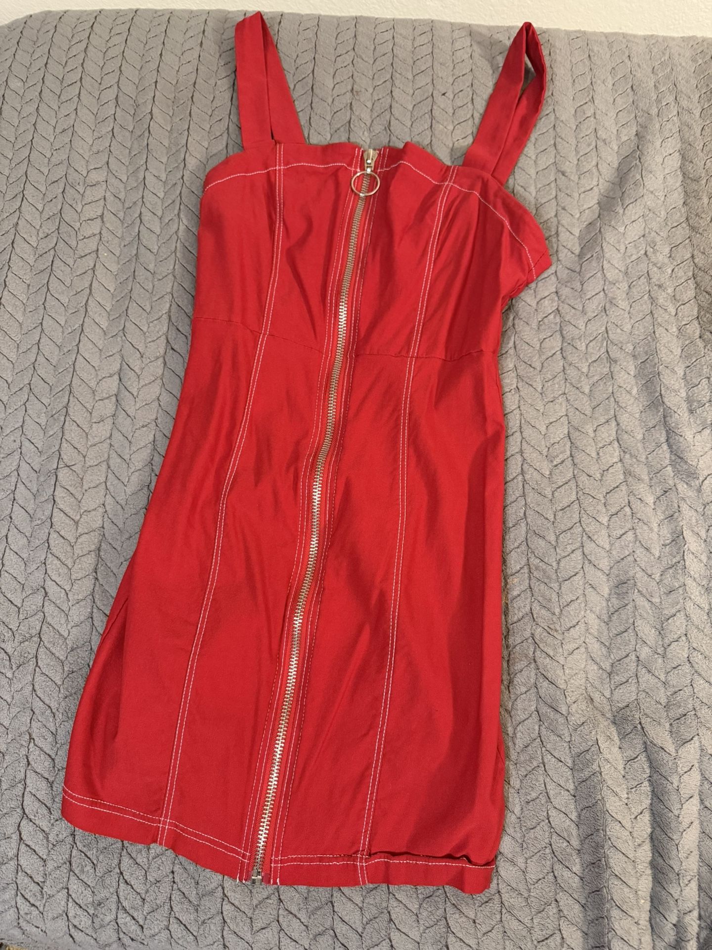 Red mini dress with zipper detail In Size 0X