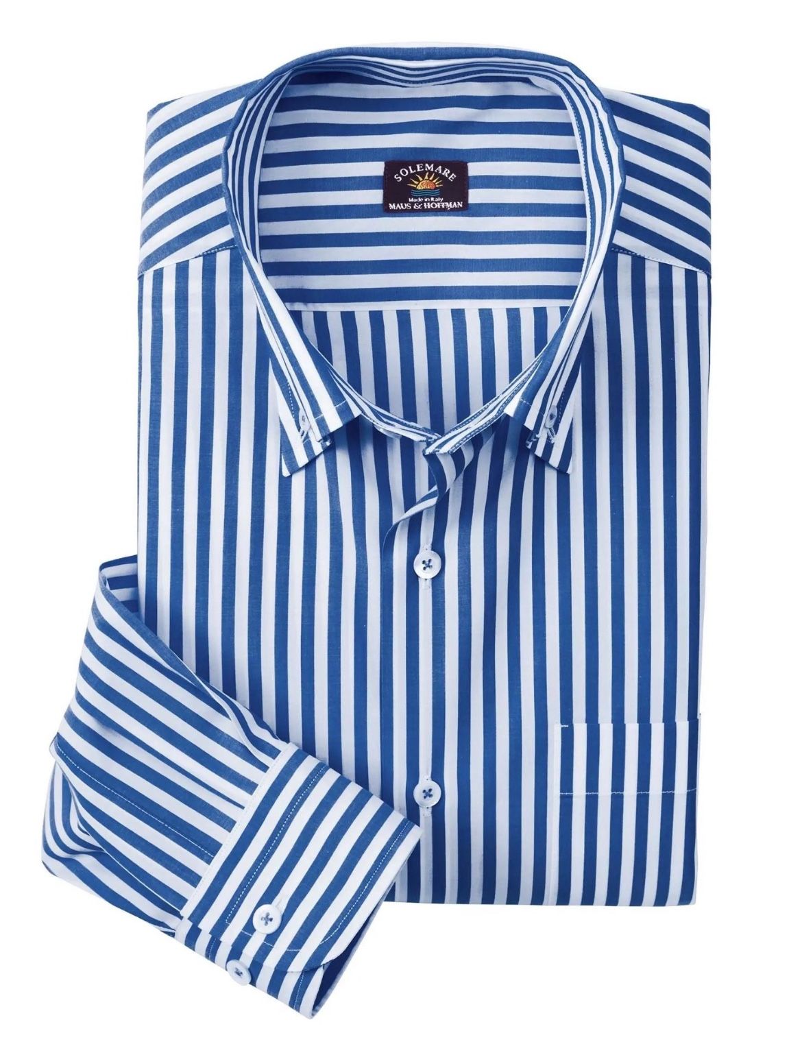 New Tape Stripe Button-Down Shirt Blue & White Long Sleeve Large