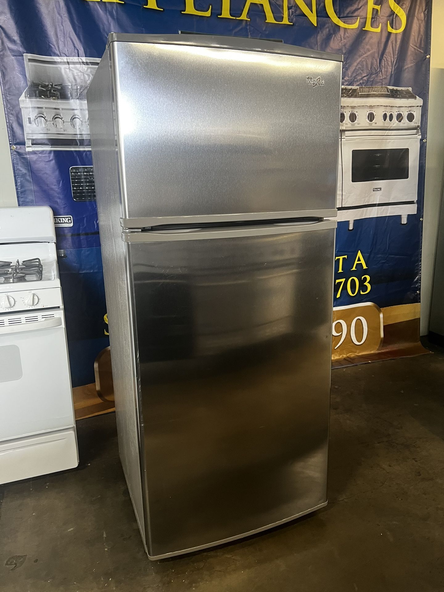 Whirlpool Stainless Steel Top Freezer Refrigerator Apartment Size 