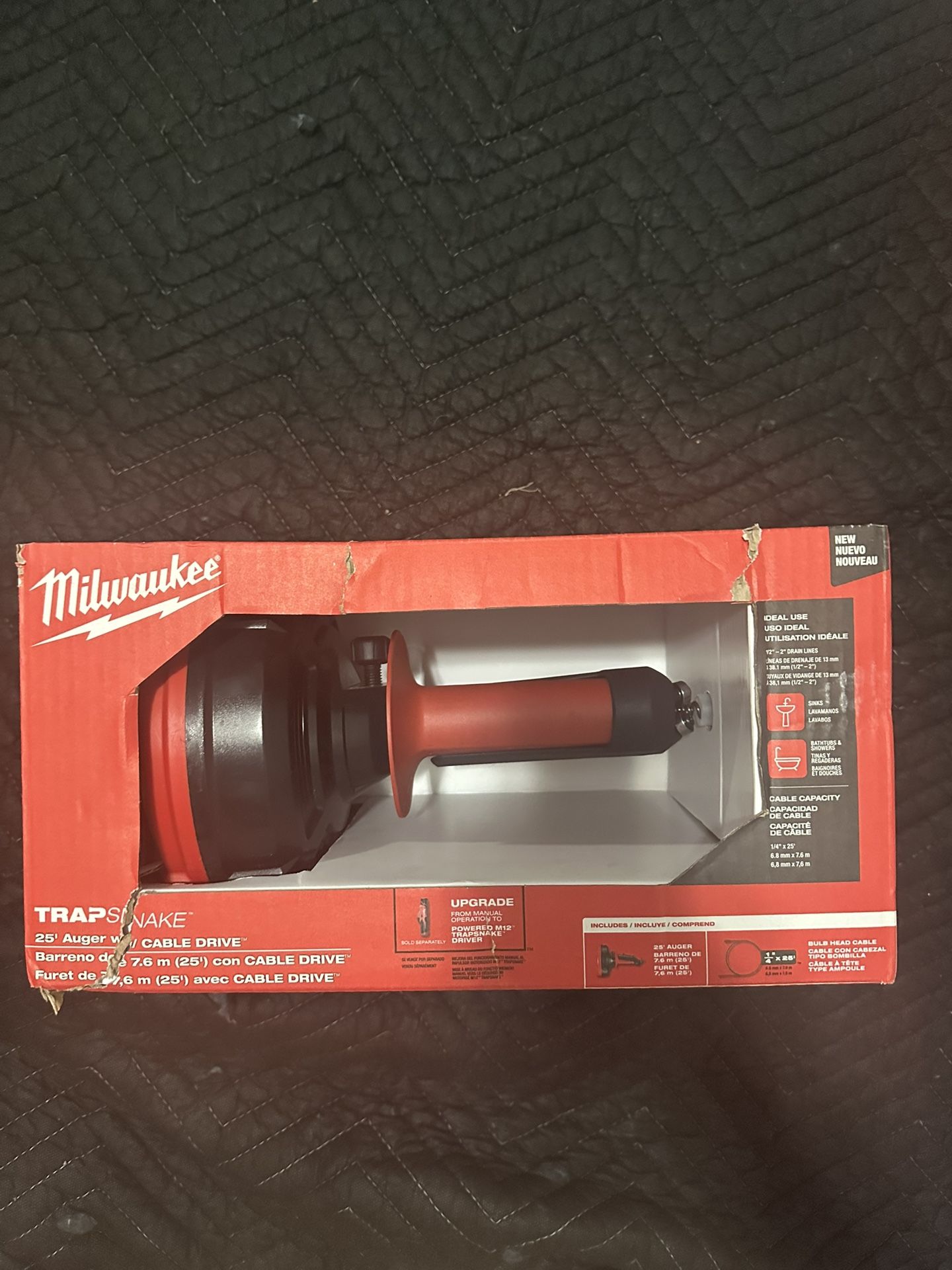 Milwaukee Trap Snake 25ft Drum Auger Set With 25ft x 1/4 In. Drop Head Cable (2 Piece)