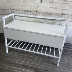  Wooden Shoe Rack Bench, Entryway Bench, Shoe Organizer Shoe Bench with Flip-Open Storage Box, Shoe Rack Bench for Entryway, Bedroom, Living Room,Whit