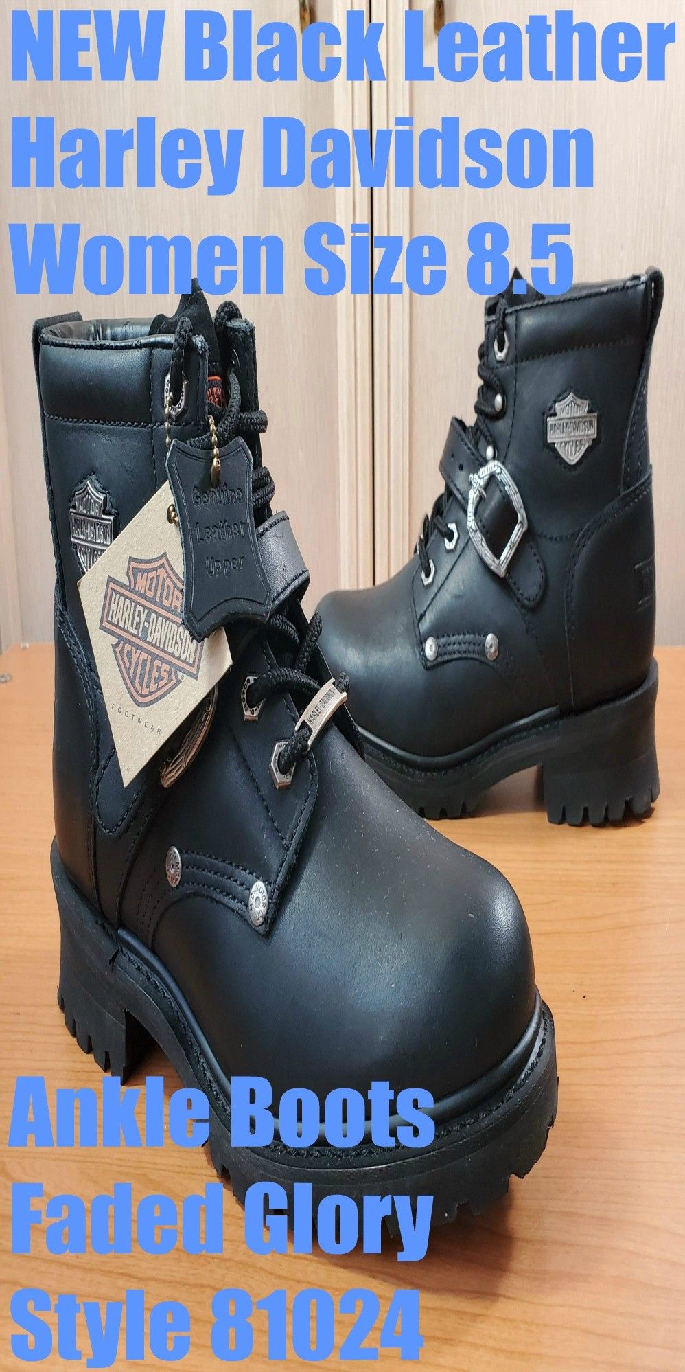 NEW Harley Davidson Women s 8 1 2 Black Leather Ankle Boots 81024 for Sale in Willowbrook IL OfferUp