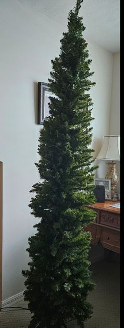 7.5 ft  Pencil Christmas Tree (bulb out only,  partially lit)