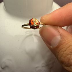 10K ladybug full gold ring