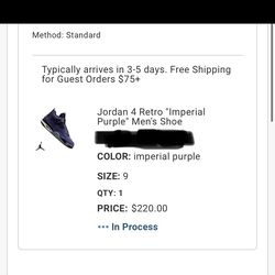 Jordan 4 Retro Lakers Size 9 Available