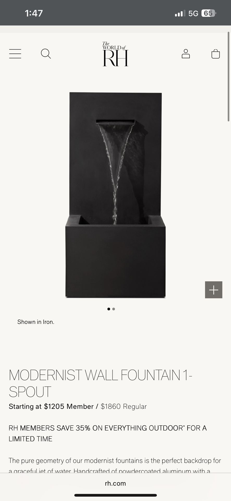 Restoration Hardware Modernist Wall Fountain 1 Spout