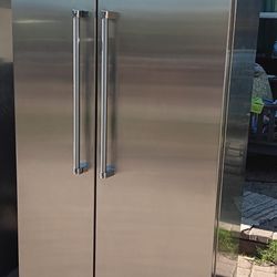 Viking side-by-side stainless steel fridge