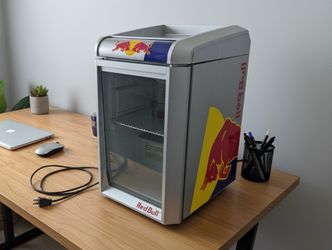 Red Bull Fridge Mini Bar Cooler 0.7 cu ft. Baby GDC ECO LED Refrigerator! Works great! Some cosmetic wear on top.