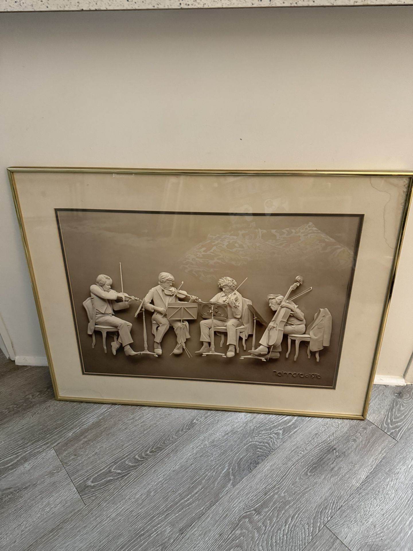 Vtg 1976 Siegbert Reinhard Rehearsal Framed Print String Music Quartet