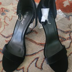 Black Open Toe With Clear Heel 