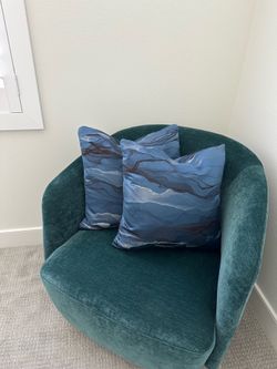 Pair of modern cushion, Scandinavian Design decorative pillow covers and feather inserts, 18” x 18”