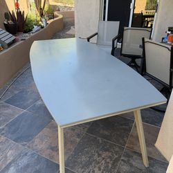 Dining Table and 6 Poplin Blue Dining Chairs