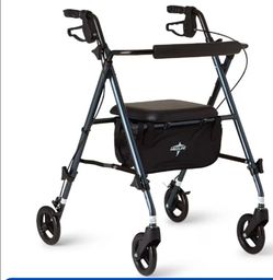 Medline Superlight Aluminum Rollator Walker with Seat & Storage Bag – 6" Wheels,