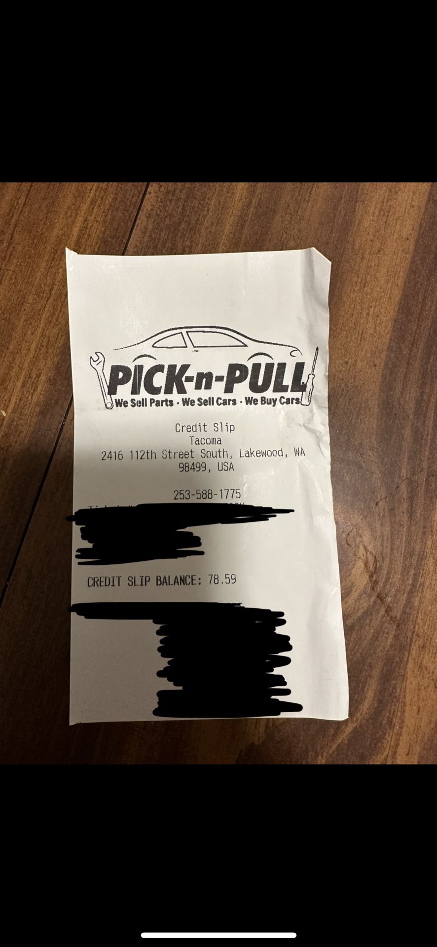 Pick and Pull Credit