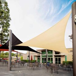 Sun Shade Sail Triangle 21'x21'x21' Shade Canopy UV Resistant Outdoor Patio Cover for Pergola Backyard Deck Garden Porch Shades, Beige.
