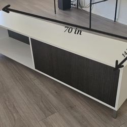 70" Modern Minimalist TV Stand/ Media Console- White & Espresso . $150