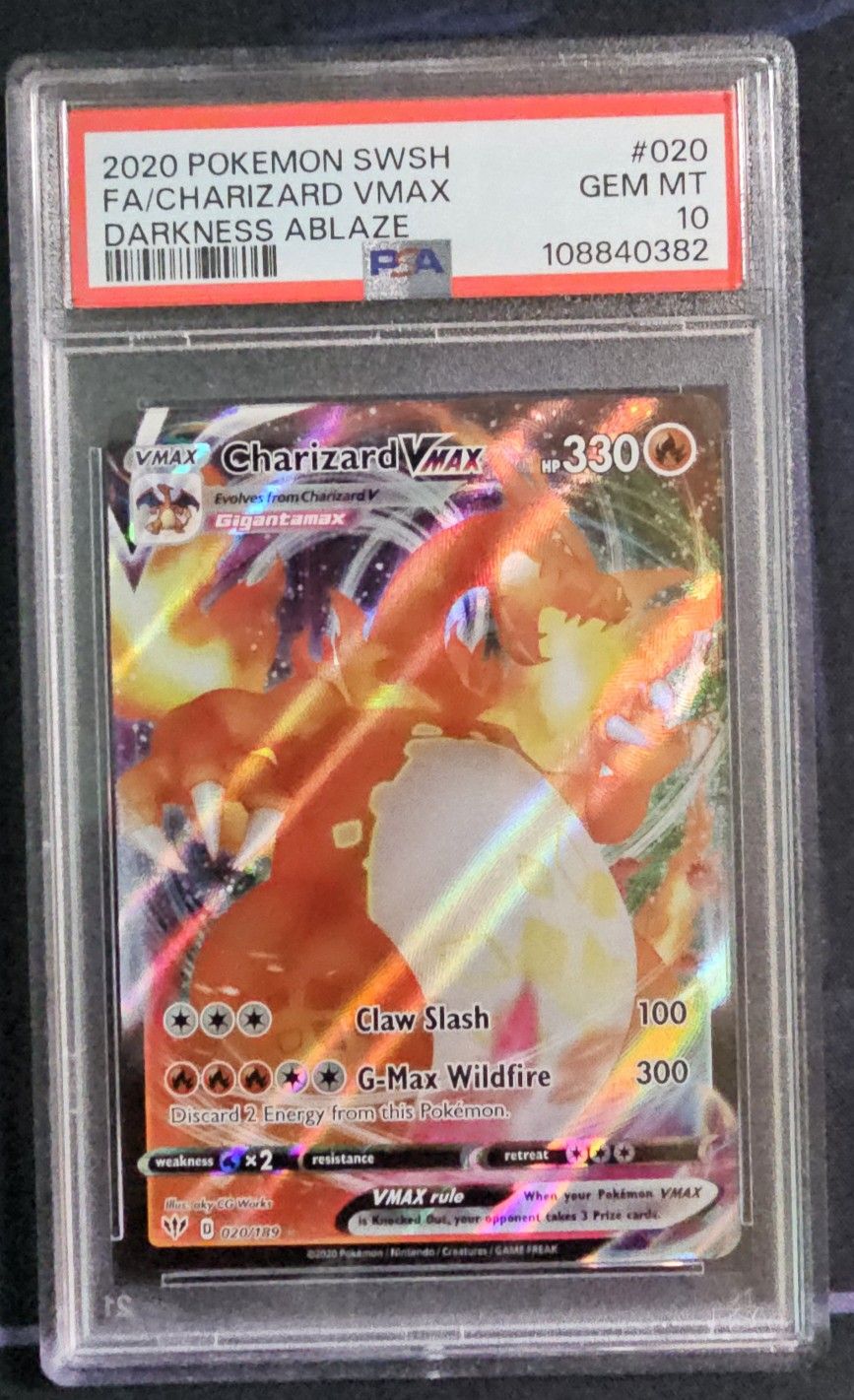 Pokemon TCG Charizard VMAX Darkness Ablaze 20/189 SWSH PSA 10
