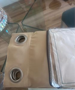 Beige Grommet Blackout Curtain Panel