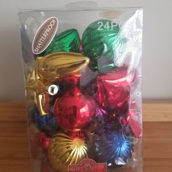 Kurt Adler 24 Assorted Multi-color Mini Shatterproof Shiny Ornaments 